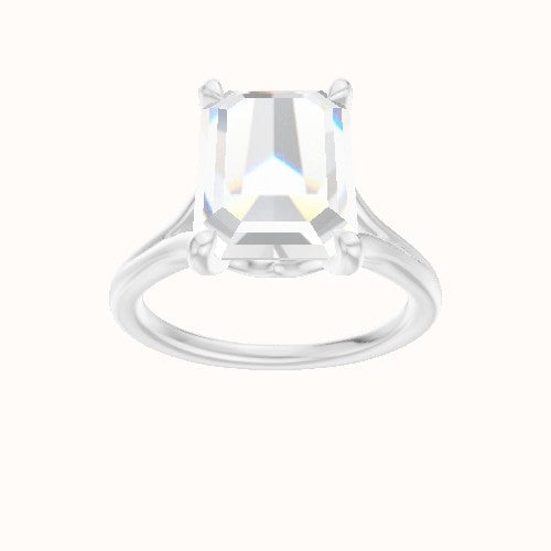 Split Cathedral Engagement Ring With Crown Four Prong w. Surprise Diamond Head