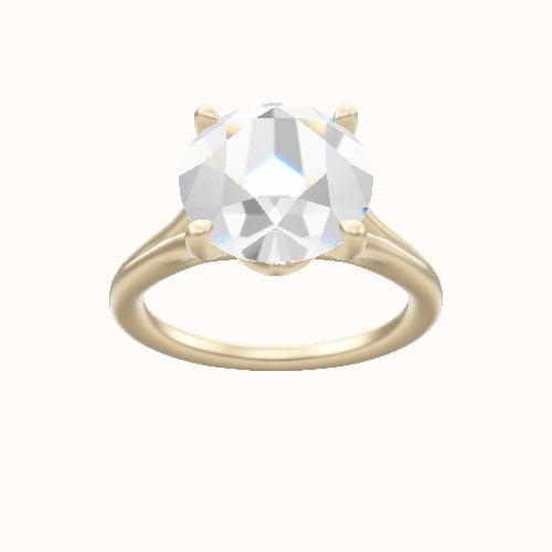 Split Cathedral Engagement Ring With Crown Four Prong w. Surprise Diamond Head