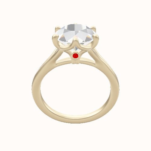 Split Cathedral Engagement Ring With Crown Six Prong w. accent Diamond Head