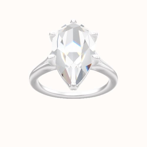 Split Cathedral Engagement Ring With Crown Six Prong w. accent Diamond Head