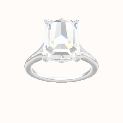 Split Cathedral Engagement Ring With Crown Six Prong w. accent Diamond Head