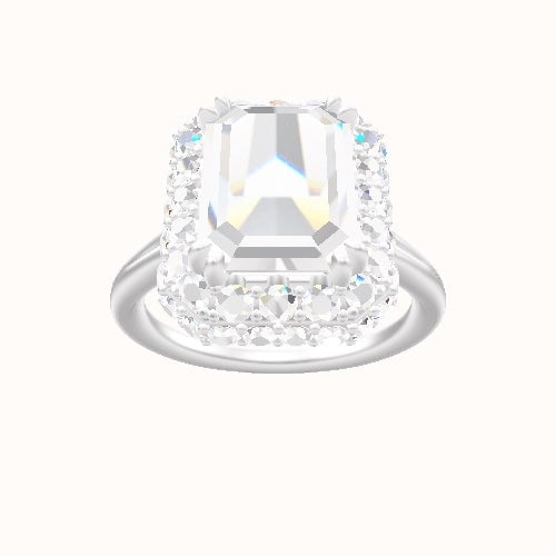 Split Cathedral Engagement Ring With Double Prong Waterfall Halo Head
