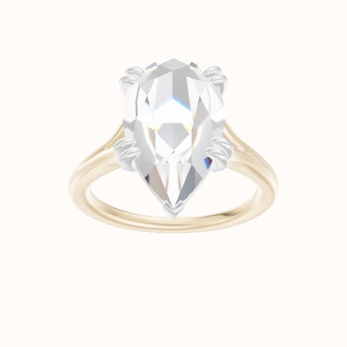 Split Cathedral Engagement Ring With Double Prongs Head