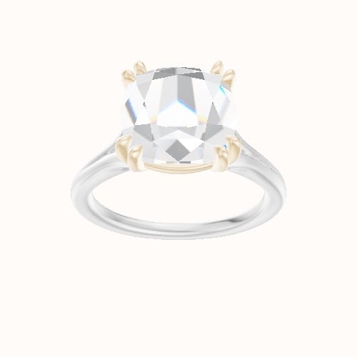 Split Cathedral Engagement Ring With Double Prongs Head