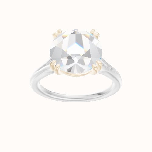 Split Cathedral Engagement Ring With Double Prongs Head
