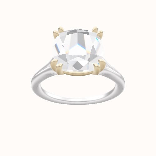Split Cathedral Engagement Ring With Double Prongs Head