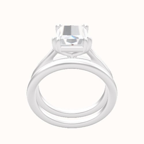 Split Cathedral Engagement Ring With Double Prongs Head and Matching Band