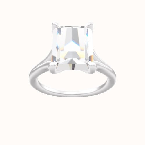 Split Cathedral Engagement Ring With Four Prong Head and Matching Band