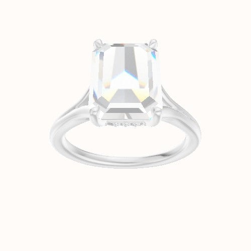 Split Cathedral Engagement Ring With Front set gallery Head and Matching Band