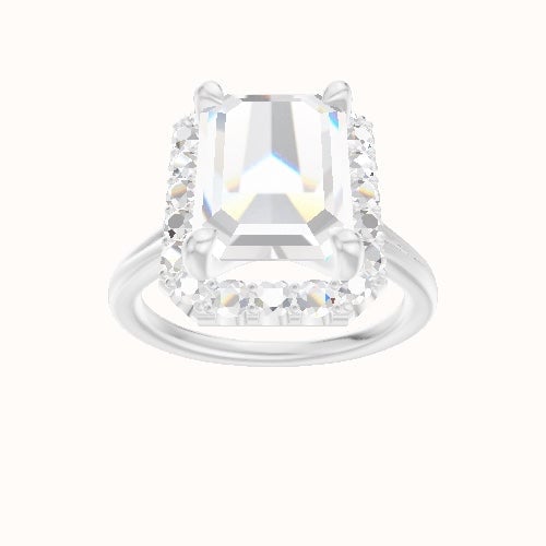 Split Cathedral Engagement Ring With Halo Head