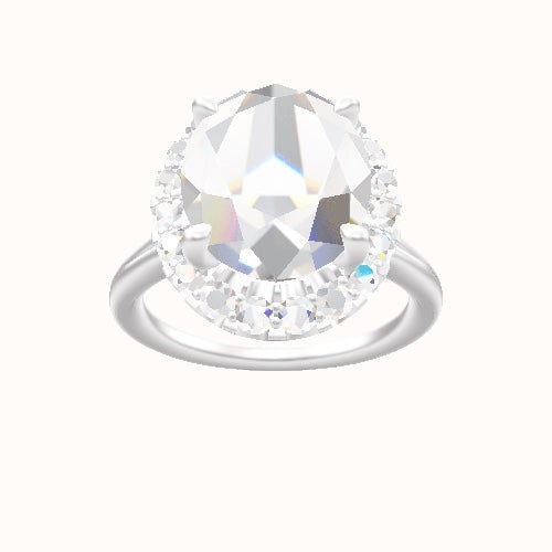 Split Cathedral Engagement Ring With Halo Head