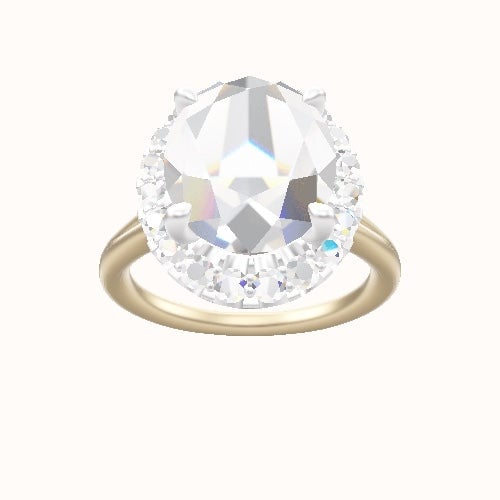 Split Cathedral Engagement Ring With Halo Head