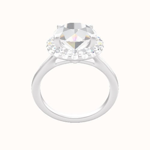 Split Cathedral Engagement Ring With Halo Head