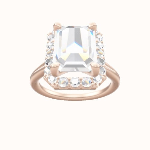 Split Cathedral Engagement Ring With Halo Head