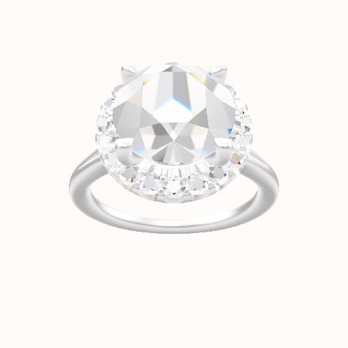 Split Cathedral Engagement Ring With Halo Head