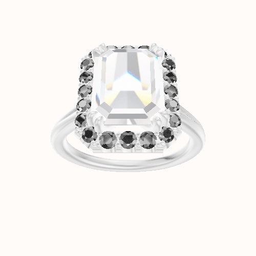 Split Cathedral Engagement Ring With Halo with Double Prong Head