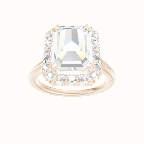 Split Cathedral Engagement Ring With Halo with Double Prong Head