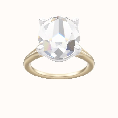 Split Cathedral Engagement Ring With High Set Four Prong Head