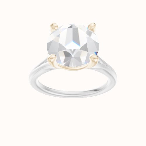 Split Cathedral Engagement Ring With High Set Four Prong Head