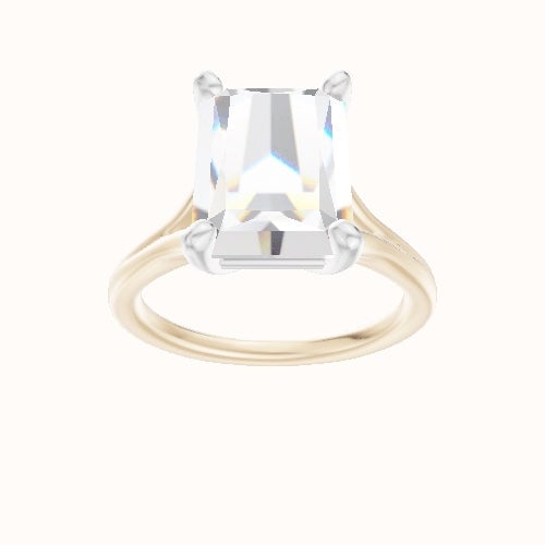 Split Cathedral Engagement Ring With High Set Four Prong Head