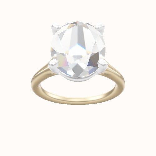 Split Cathedral Engagement Ring With High Set Four Prong Head