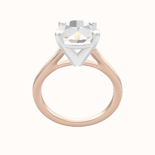 Split Cathedral Engagement Ring With High Set Four Prong Head