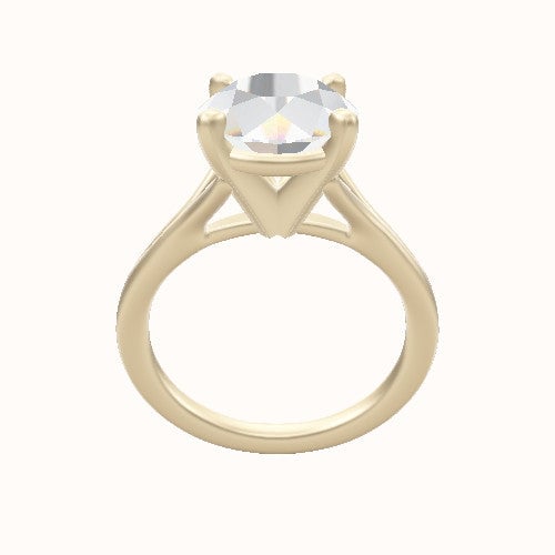 Split Cathedral Engagement Ring With High Set Four Prong Head