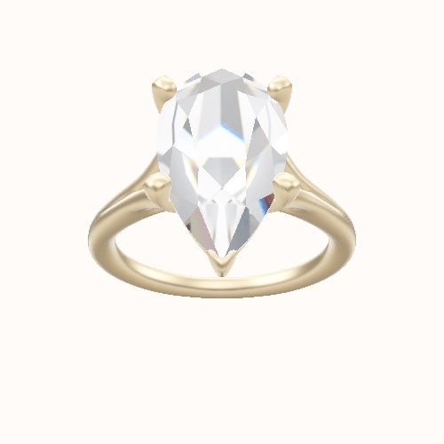 Split Cathedral Engagement Ring With High Set Four Prong Head and Matching Band