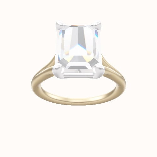 Split Cathedral Engagement Ring With High Set Four Prong Head