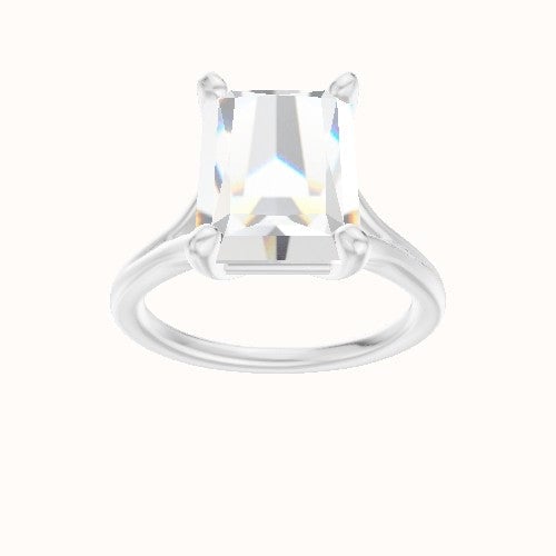 Split Cathedral Engagement Ring With High Set Four Prong Head