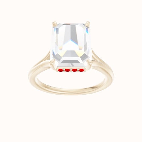 Split Cathedral Engagement Ring With Low Set Pave  Hidden Halo Head