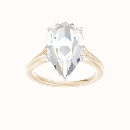Split Cathedral Engagement Ring With Low Set Pave  Hidden Halo Head