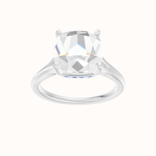 Split Cathedral Engagement Ring With Low Set Pave  Hidden Halo Head