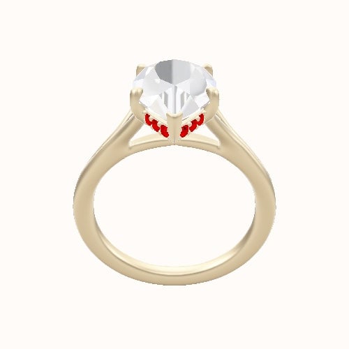 Split Cathedral Engagement Ring With Low Set Pave  Hidden Halo Head
