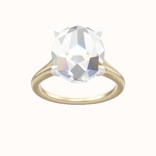 Split Cathedral Engagement Ring With Low Set Pave  Hidden Halo Head