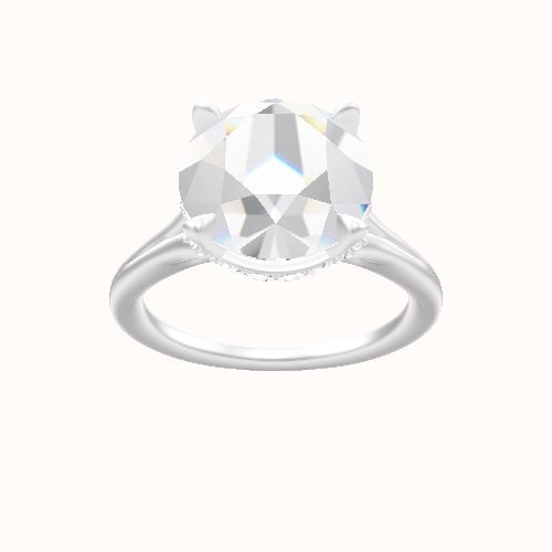 Split Cathedral Engagement Ring With Pave Basket Head
