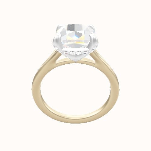 Split Cathedral Engagement Ring With Pave Basket Head