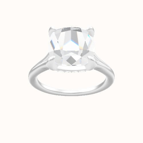 Split Cathedral Engagement Ring With Pave Basket Head