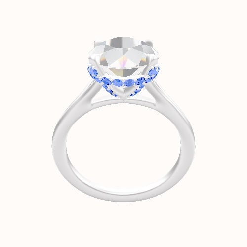Split Cathedral Engagement Ring With Pave Basket Head
