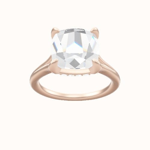 Split Cathedral Engagement Ring With Pave Basket Head