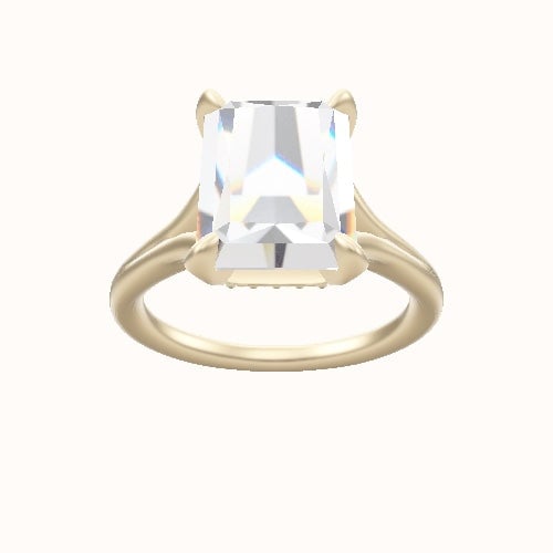 Split Cathedral Engagement Ring With Pave Basket Head and Matching Band