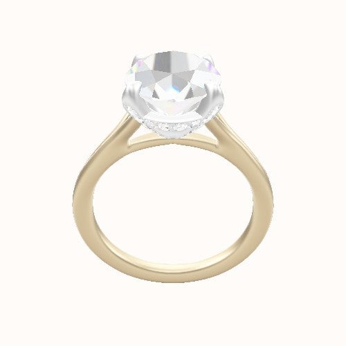 Split Cathedral Engagement Ring With Pave Basket Head