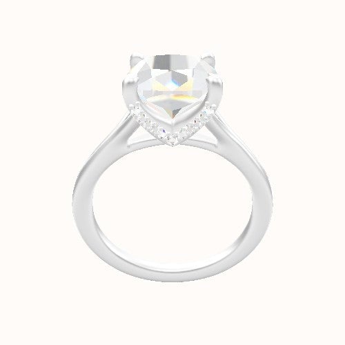 Split Cathedral Engagement Ring With Pave V Prong Head