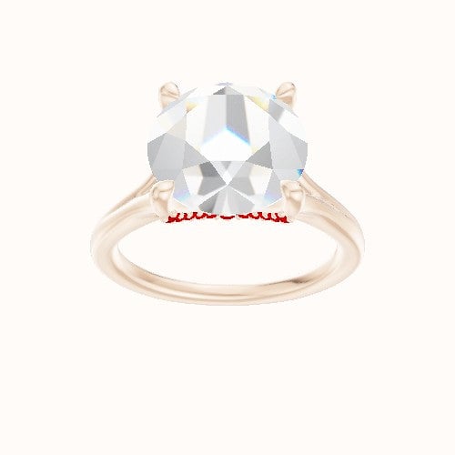 Split Cathedral Engagement Ring With Pave V Prong Head