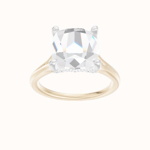 Split Cathedral Engagement Ring With Pave V Prong Head