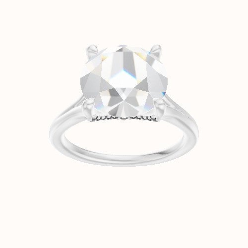 Split Cathedral Engagement Ring With Pave V Prong Head