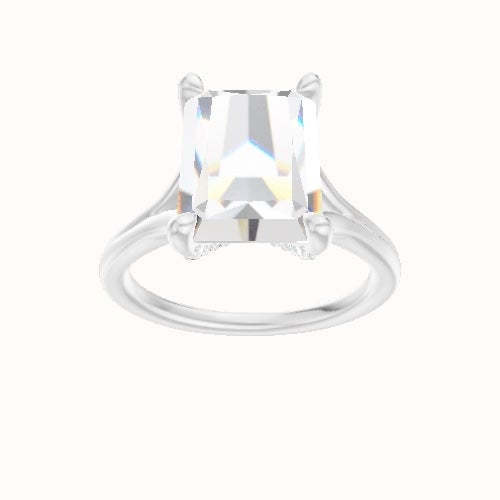 Split Cathedral Engagement Ring With Pave V Prong Head