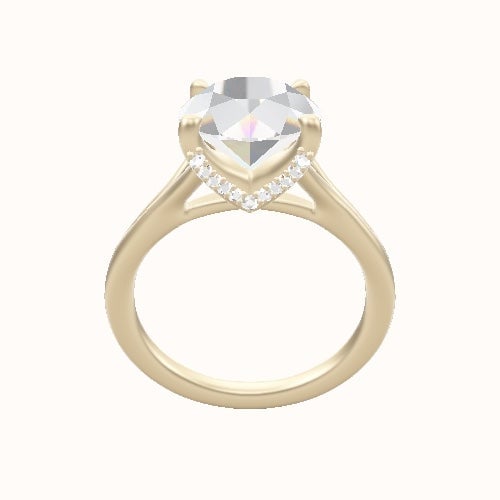 Split Cathedral Engagement Ring With Pave V Prong Head