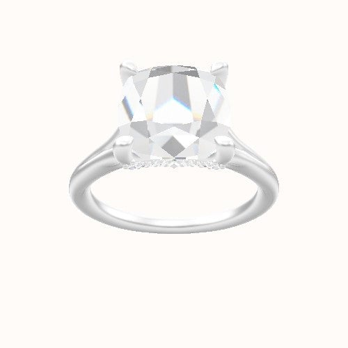 Split Cathedral Engagement Ring With Pave V Prong Head