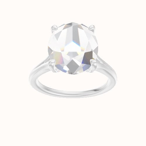 Split Cathedral Engagement Ring With Pave V Prong Head